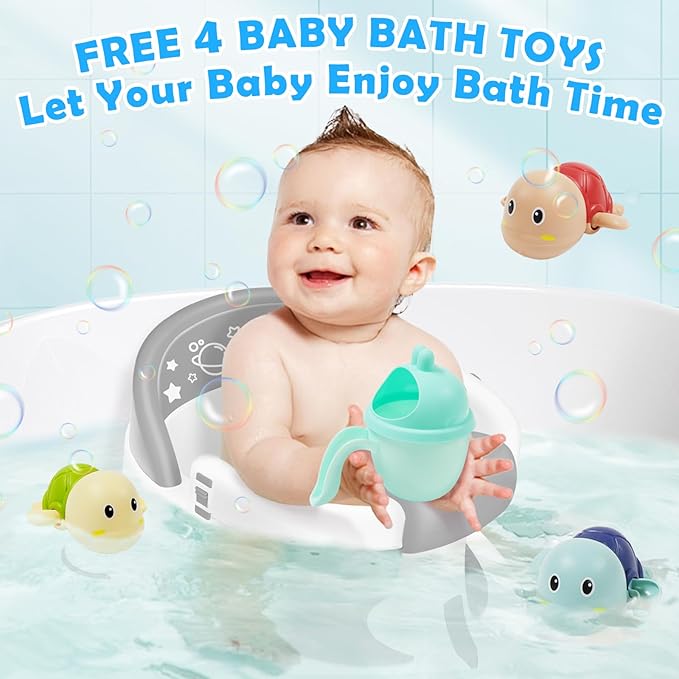 Baby Bath Seat for Babies 6 Months & up,Baby Bathtub Chair,Non-Slip Toddler Bath Support,Sit Up Bath Seat for Baby,Safe Infant & Newborn Bathtub Chair with Soft Cushion,Gray