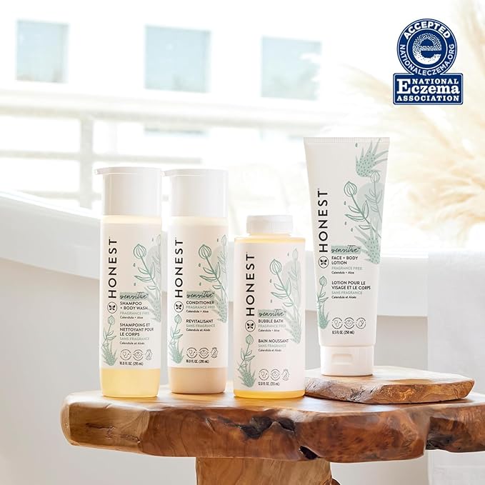 The Honest Company Foaming Bubble Bath Gentle for Baby Naturally Derived Tear-free Hypoallergenic Fragrance Free Sensitive 12 fl oz