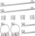 10 Pieces Polished Chrome Towel Bar Set, 23.6 Inch Bathroom Accessories Set SUS304 Stainless Steel Bathroom Hardware Set Towel Racks for Bathroom Wall Mounted.