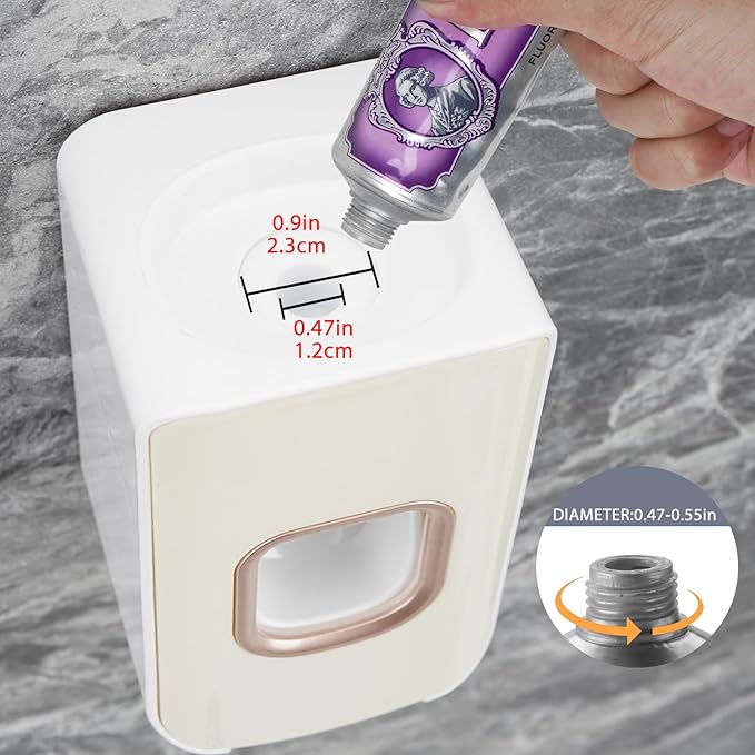 2 Slot Toothbrush Holder and Toothpaste Dispenser Wall Mounted, Automatic Toothpaste Squeezer, 2 in 1 Tooth Brush Toothpaste Organizer for Shower (Ivory Yellow 2Pack)