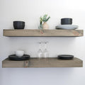 Urbandi Modern Floating Shelves 3 Inches Thick for Wall, Wide Shelves for Kitchen, Living Room, Bedroom, and Bathroom, Natural Pine Wood, Rustic Wooden Shelf, (Set of 2) (Aged Barrel, 60Lx3Hx8D)