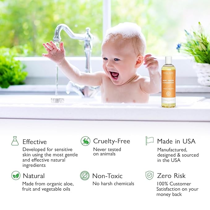 SoCal Suds & Company Organic Baby Shampoo and Body Wash - 2-in-1 Castile Soap, Hypoallergenic, Sensitive Skin, Natural Soap, Toddler Shampoo, Infant, Newborn, Kids Body Wash - 12oz Sweet Orange 2Pk