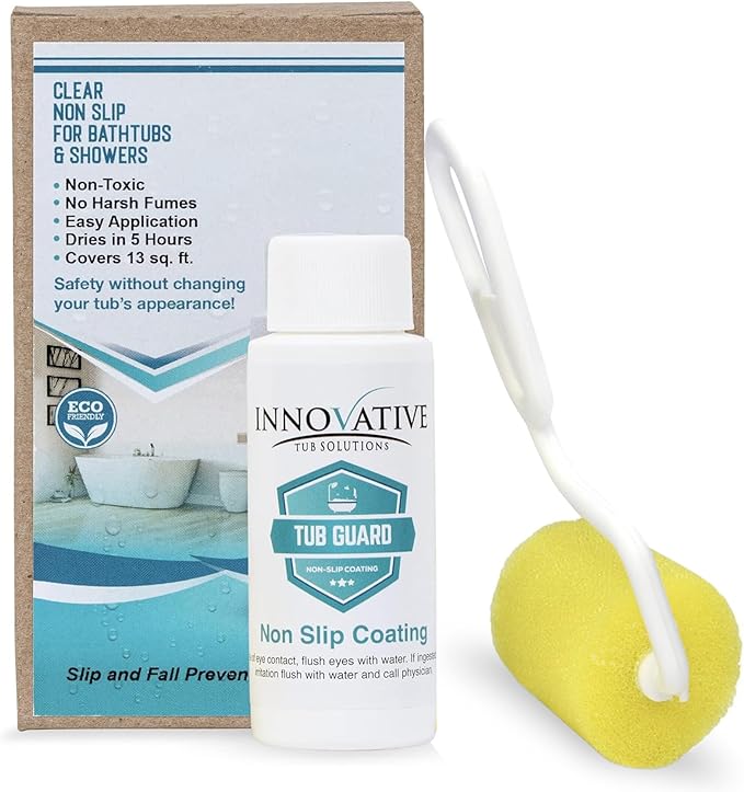 Tub Guard Anti Slip - Clear Bathtub & Shower Grip Textured Non Slip Coating for Slippery Tubs or Shower Floors 2 oz.