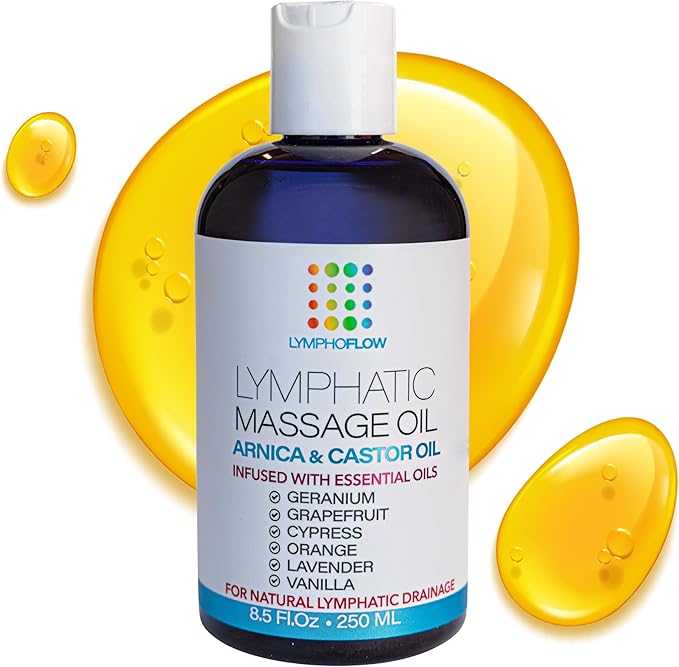 Lymphatic Drainage Massage Oil with Arnica & Cold Pressed Castor Oil I Post Surgery Recovery & Post Liposuction, BBL, 360 Lipo, Tummy Tuck I Fibrosis Treatment, Body Detox I 8.5 Oz by Bruizex