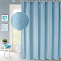AooHome Extra Long 72x86 Inch Shower Curtain, Fabric Heavy Weight Waffle Weave Design Bathroom Curtain with Hooks, Weighted Hem, Water Repellent, Light Blue