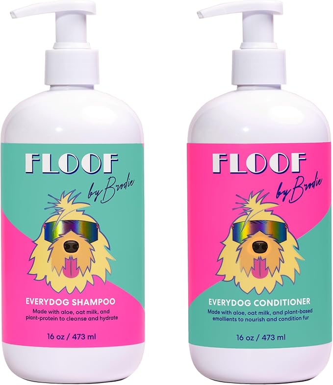 Floof by Brodie - Everydog Bathtime Duo - Gentle Dog Shampoo and Conditioner for All Coat Types - 16 oz - Pack of Two
