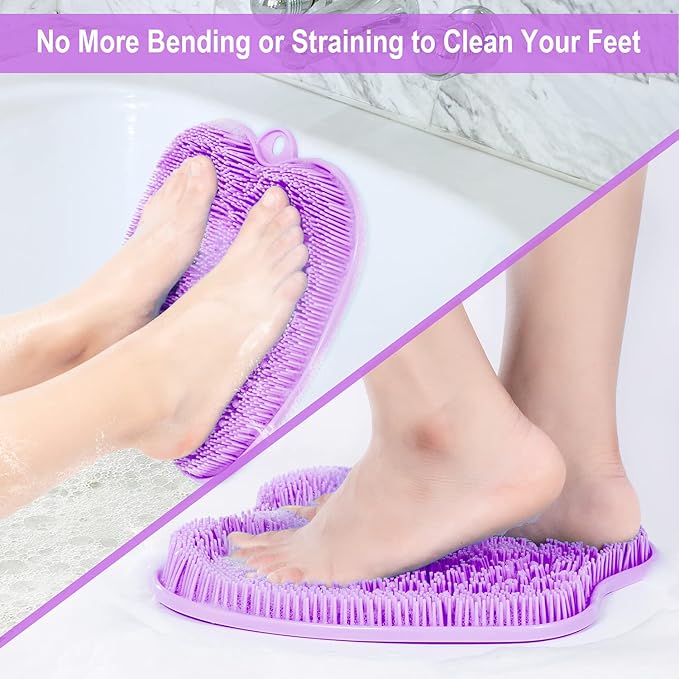 BESKAR XL Large Foot Scrubber Mat for Use in Shower - Shower Foot Cleaner to Eliminate Calluses Dead Skin, Foot Massager Mat for Men & Women to Soothe Achy Feet, Non Slip Suction Cups