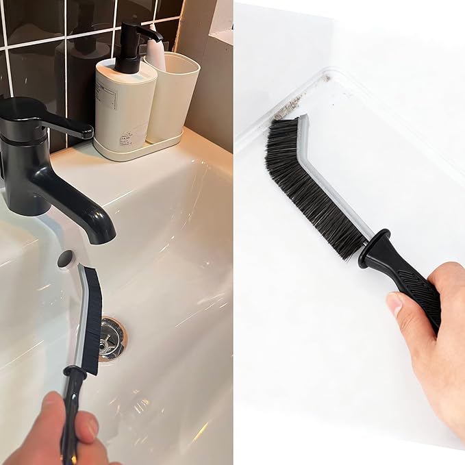 7 Pcs Hard Bristle Crevice Cleaning Brush Set - for Grout, Tight Spaces & Gap Cleaning, Deep Reach Narrow Scrubber Tools for Bathroom Tiles, Kitchen Sink, Window Tracks & Car Vents, Home Essentials