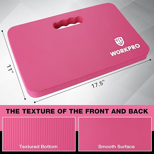 WORKPRO Extra Thick Kneeling Pad, 2-Pack, Soft Foam Cushioning for Knee, Large Foam Kneeler Mat for Gardening, Bathing Baby, Workout Supplies, 17.5 x 11 x 1.5 in, Pink