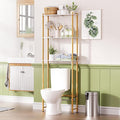 AmazerBath Bamboo Over The Toilet Storage Shelf, Bathroom Storage Organizer Rack, 3-Tier Bathroom Shelves Space Saver, White and Natural Color