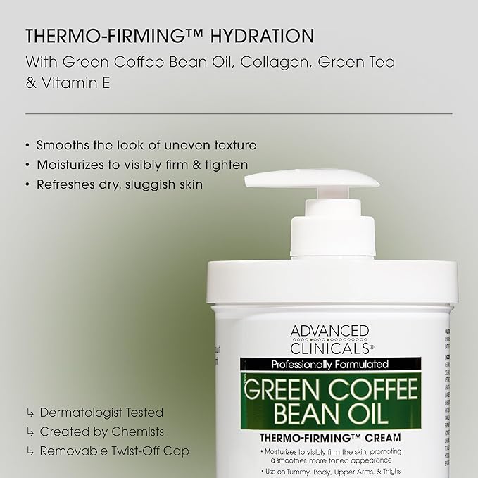Advanced Clinicals Retinol Body Cream + Green Coffee Bean Oil Thermo - Firming Body Lotion 2pc Skincare Set For Women & Men | Body & Face Moisturizer Set Helps Improves Appearance Of Crepey Skin, 2PC