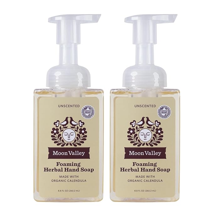Moon Valley Herbal Foaming Hand Soap, Unscented Two Pack, Vegan, Recyclable Bottle