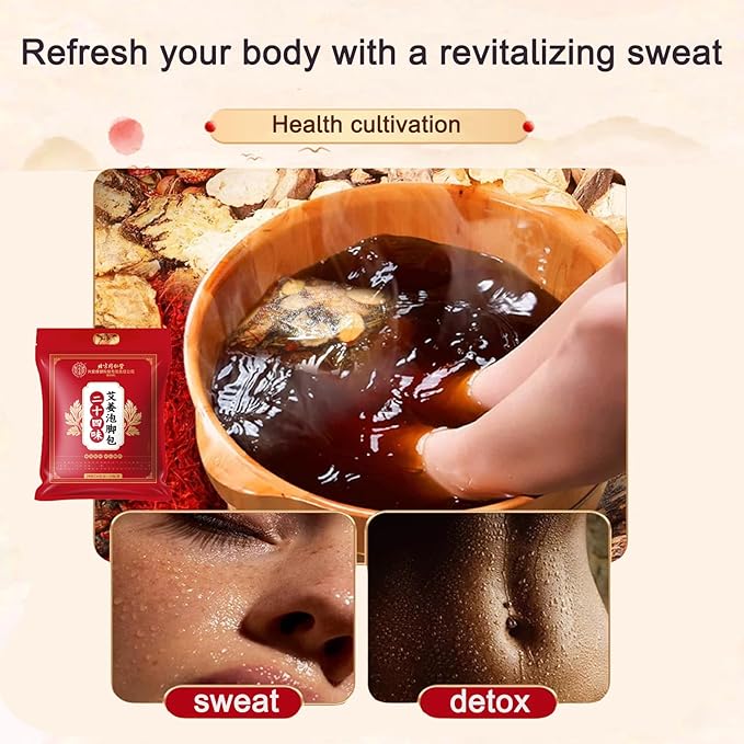 30 Pack Natural Plant Blend Detox Foot Soak Spa with Ginger - 900g Natural Chinese Herbs Foot Care and Foot Detox Soak for Home Wellness Routine 同仁堂艾草泡脚药包足浴包 (32 Ounce, 24 flavors)