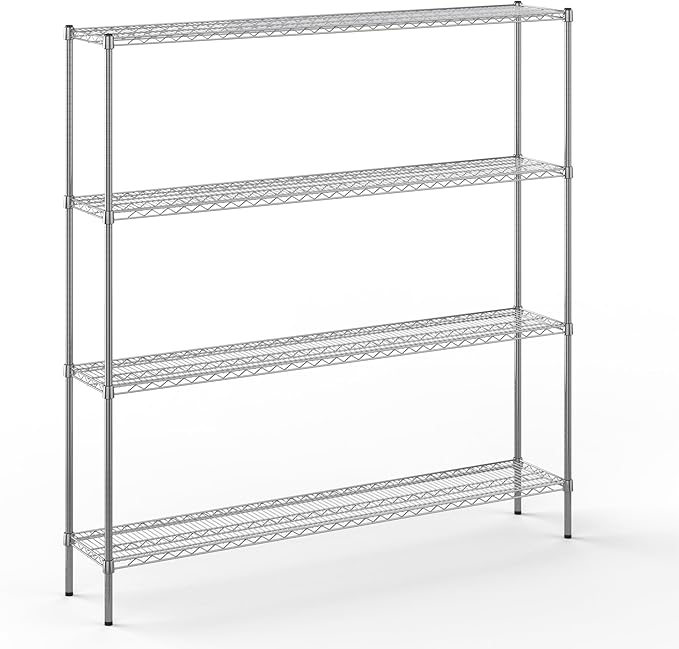 14" Deep x 72" Wide x 74" Height Wire Shelving Kit | 4-Tier | NSF Commercial Storage Rack Unit