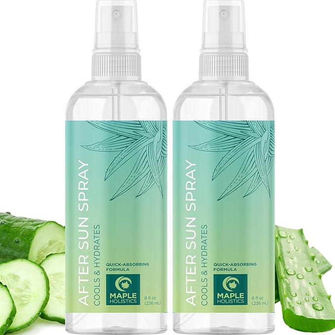 Soothing Aloe After Sun Spray - Rehydrating Aloe Spray for Sunburn Relief for Cooling After Sun Care with Vitamin E Hyaluronic Acid & Cucumber Extract - Cruelty Free & Dermatologist Tested (2 Pack)