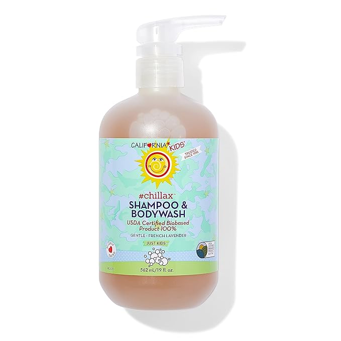 California Kids Chillax Shampoo and Bodywash | 100% Plant-Based | Gentle Skincare | Lavender Shampoo for Kids + Teens | Hypoallergenic Bodywash | 562 mL / 19 oz.