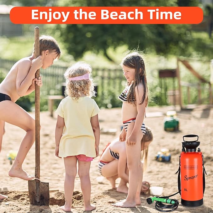 Finderomend Portable Shower for Camping with 7 Spray Modes, Hand Press Camping Shower with Removable Hose and Shower Head,Pressure Rinse Kits for Hiking Traveling Garden Beach Pet Shower