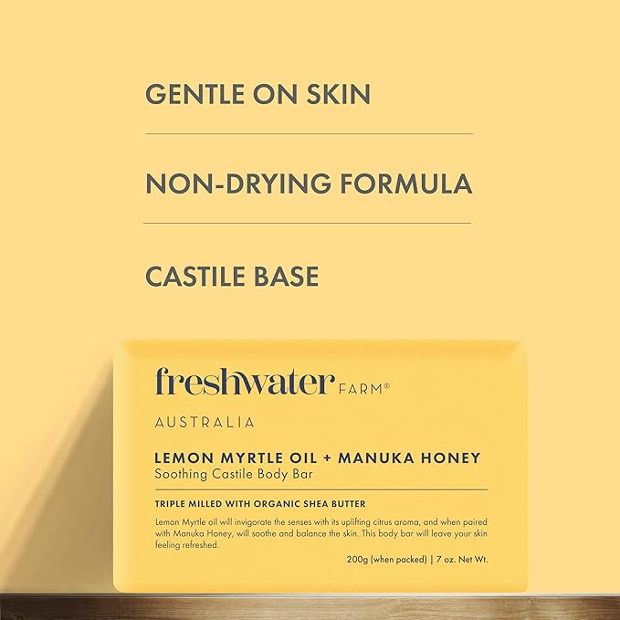 Freshwater Farm Australia Lem Myrt Manu Honey Body Bar, 7 OZ