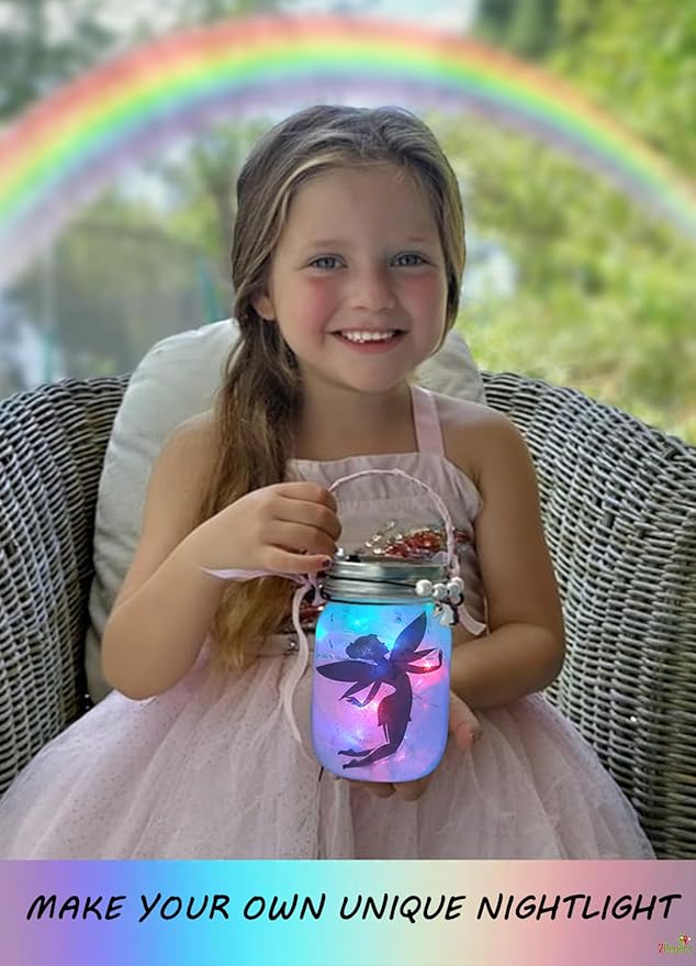 Make Your Own Unicorn & Fairy Lantern Jar Night light Arts and Crafts for Kids, Best Birthday Gifts for Girls Ages 3 4 5 6 7 8 9 10 11 12 Years old, DIY Unicorn Gift & Fairy Craft Kit for Little Girls