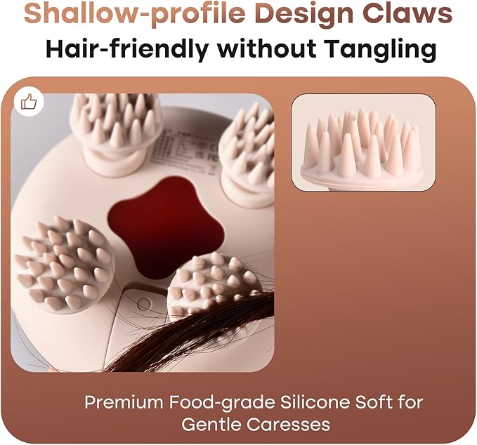 arboleaf Scalp Massager Kneading Head Massager Scalp Stress Relax Portable Rechargeable Hair Massager Shower Massage Waterproof Cat Massager Scratcher,Gift for Mom Dad