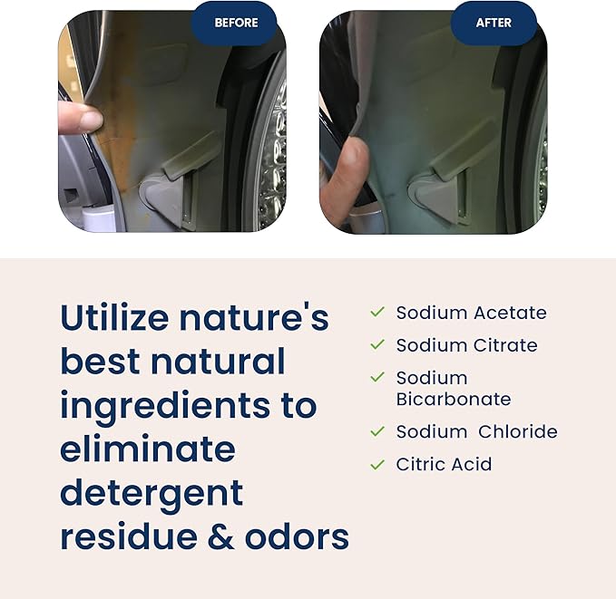 Truly Free Laundry Washing Machine Cleaner and Deodorizer | Top Load & Front Load Washer Cleaner for Grime, Mold, Odor Remover | Safe for HE Washing Machines & Septic Tanks, Non Toxic, Natural, Clean