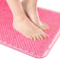 OTHWAY Non Slip Grassy Bathtub Mat : 25.6X13.4 inches Sturdy But Soft Bath Mat_Quick Drain Shower Floor Mat with Soft Bristles for Scrubbing Feet (Clear Pink)