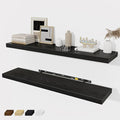 Black Floating Shelves Wall Shelf 40 Inch, 8 Inch Deep Floating Shelf for Wall, Farmhouse Black Wood Shelves Invisible Bracket for Living Room, Bedroom, Kitchen, 40 x 8 x 1.4 Inch, Set of 2