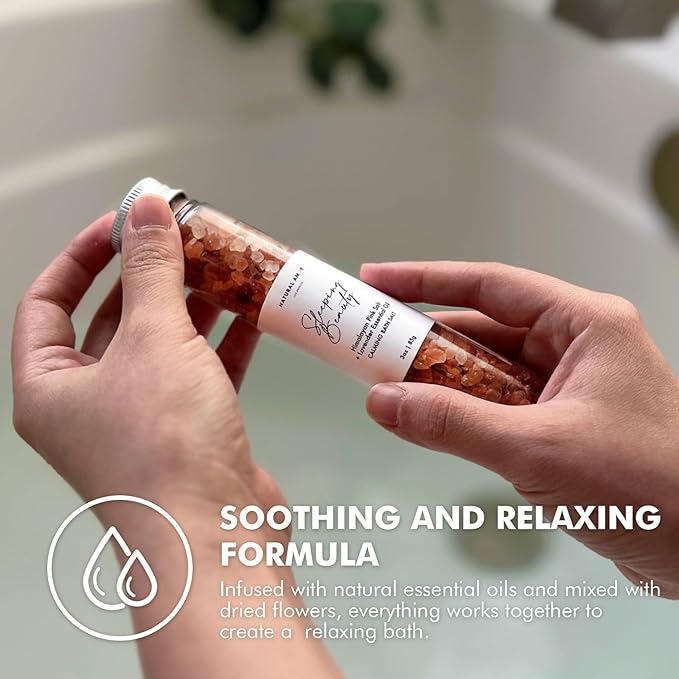 Natural Bath Salt Gift Set – 4-Pack Relaxing Soaks with Himalayan Pink Salt, Sea Salt, Essential Oils, Jojoba Oil & Dried Flowers – Spa Gift for Women & Self Care