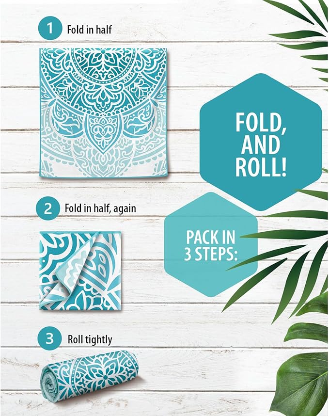 VENTURE 4TH Microfiber Beach Towel: Quick-Dry, Compact, Sand-Free, Absorbent, Sandproof and Lightweight - Perfect for Camping, Beach, and Roadtrips (Ocean Mandala Design | 35x78 inches)