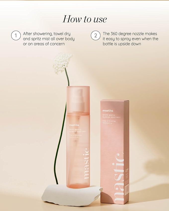 MASTINA White Mastic Cooling Body Mist (5.1fl oz), Hydrating & Brightening Body Spray with Fermented Mastic, Soothing Treatment for Sensitive or Sun-Exposed Skin, Korean Body Skincare
