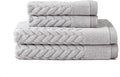 Texere 100% Organic Cotton Cable Jacquard 650 GSM Luxury Towel Sets - Ultra Soft and Absorbent Hotel and Spa Quality (Cable, Light Taupe, 2 Hand & 2 Wash Towels)