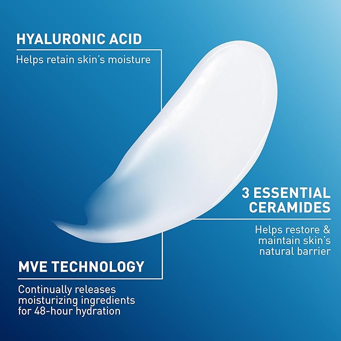 CeraVe Daily Moisturizing Lotion for Dry Skin, Body Lotion & Face Moisturizer with Hyaluronic Acid and Ceramides, Daily Moisturizer, Fragrance Free, Oil-Free, 12 Ounce