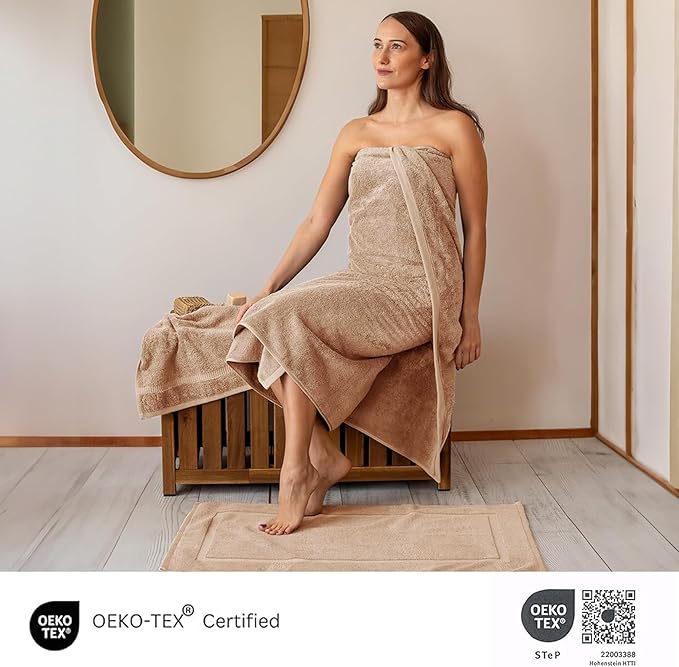 SALBAKOS 100% Turkish Cotton Towels (Taupe, Jumbo Bath Sheet)