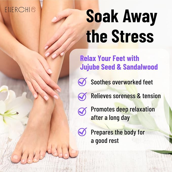 Deep Relaxation Herbal Foot Soak, Soothes Tired Feet, Stress Relief, Natural Jujube Seeds & Sandalwood, Soothing Foot Spa Soak, Night Calming Herbal Foot Bath for Home Wellness Routine