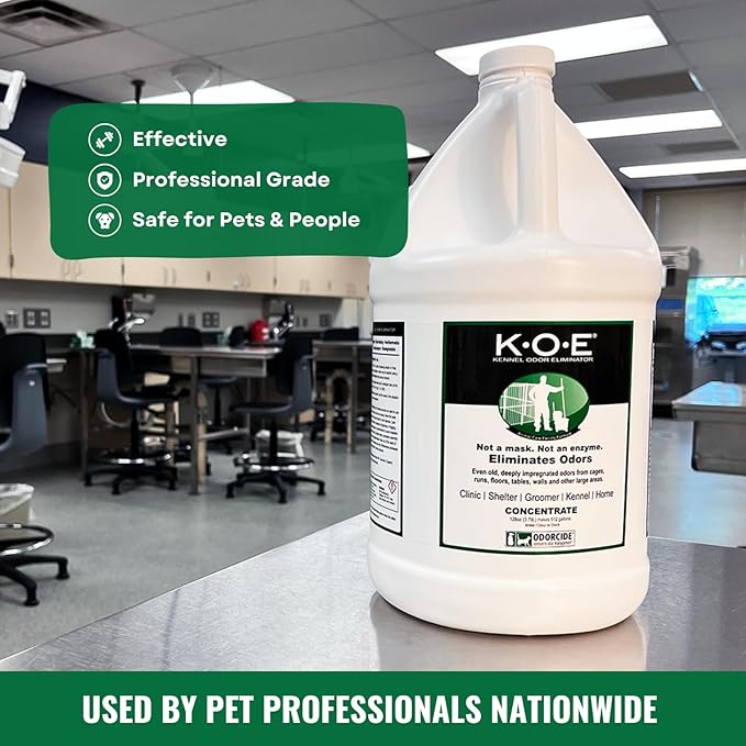 Thornell KOE Kennel Odor Eliminator Concentrate, Odor Eliminator for Strong Odors, Great for Cages, Runs, Floors & More, Pet Odor Eliminator for Home & Kennel w/Safe, Non-Enzymatic Formula, 128 oz