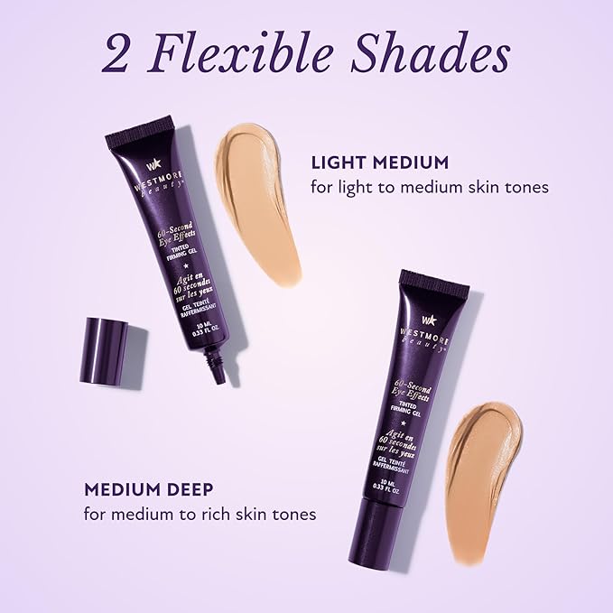 Westmore Beauty 60 Second Effects Tinted Firming Gel - Under Eye Cream For Puffiness And Bags Under Eyes - 20 mL Light to Medium - 0.68 Fl Oz