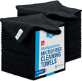 Microfiber Wholesale 16" x 16" All Purpose Towels - 50 Pack - Reusable Wash Cloths, Dust, Kitchen, Car, Shop Rags for Cleaning (Black)