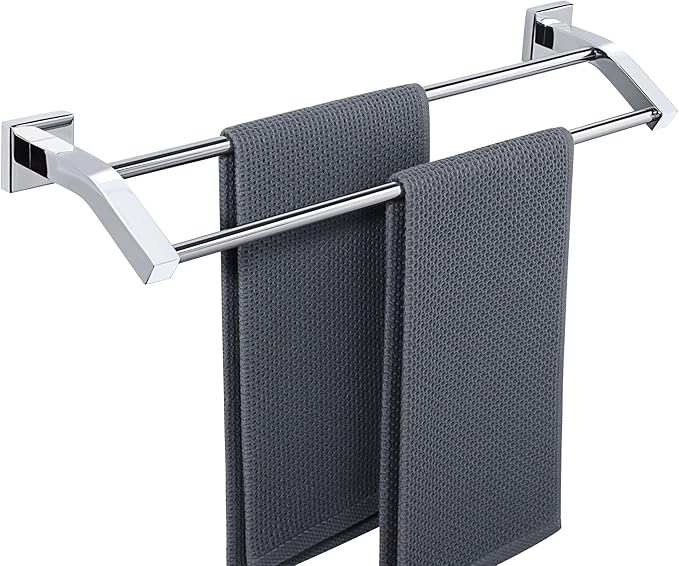 Alise Bath Double Towel Bars Towel Racks for Bathroom Lavatory,Wall Mount Towel Holder Heavy Duty SUS304 Stainless Steel Towel Hanger Towel Rail,Polished Chrome,20 Inch