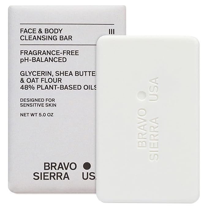 Bravo Sierra Face & Body Bar Soap for Women & Men - Moisturizing Bath Soap Cleanses, Hydrates & Balances Skin - Fragrance Free Gentle Face-to-Toe Body Wash Bar for All Skin Types, Vegan
