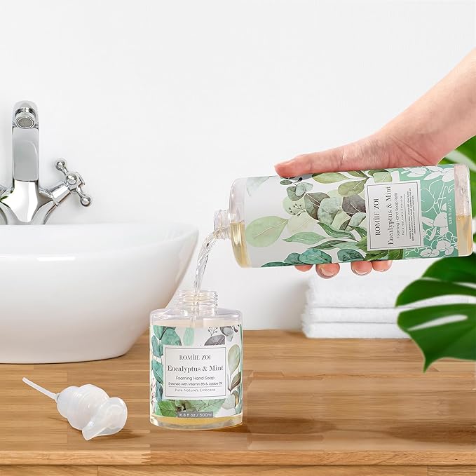 ROMIIE ZOI Foaming Hand Soap Refill, Eucalyptus & Mint, Gentle & Moisturizing Formula, 1 L/ 33.8 FL OZ
