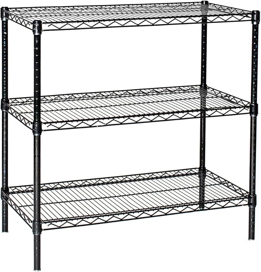 Omega 18" Deep x 24" Wide x 36" High 3 Tier Black Starter Shelving Unit