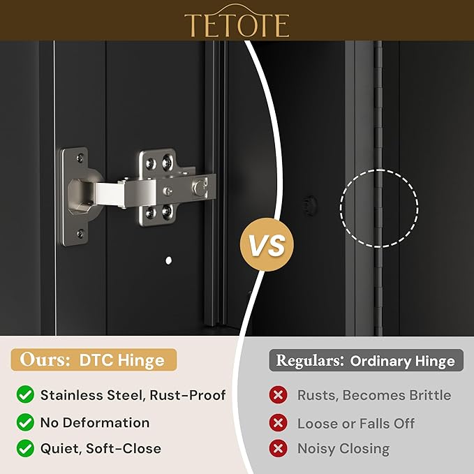 TETOTE Brushed Nickel Medicine Cabinet 24" x 30" Bathroom Mirror with Storage HD Glass Beveled Aluminum Frame Stepless Adjustable Shelves, Recessed or Wall Mount