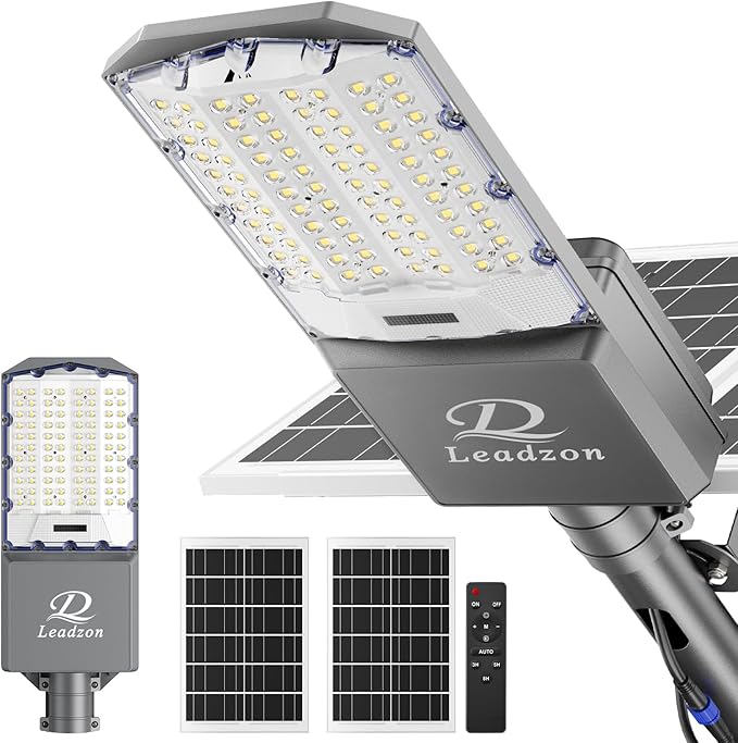 Solar Street Lights Outdoor Waterproof, 650000LM Super Bright LED Beads Commercial Solar Flood Lights with Remote Control for Patio, Street, Court and Parkling Lot 10800w