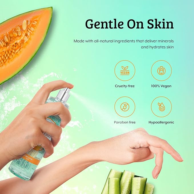 Cucumber Melon Fine Fragrance Body, Womens Perfume Fragrance Body Mist & Sprays, Women's Refreshing Scented Gifts & Presents 8 oz Fine Mist Spray Bottle