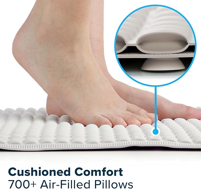 SlipX Solutions Extra Comfort Bathtub Mat Designed for Sensitive Feet, Cloud-Like Softness with Non-Slip Grip, Cream