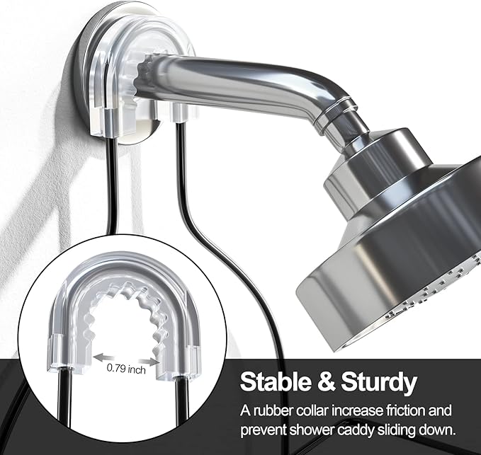 SRIWATANA Shower Caddy Hanging Over Head, Bathroom Shower Organizer Shower Rack Holder with Hooks for Razors - Black