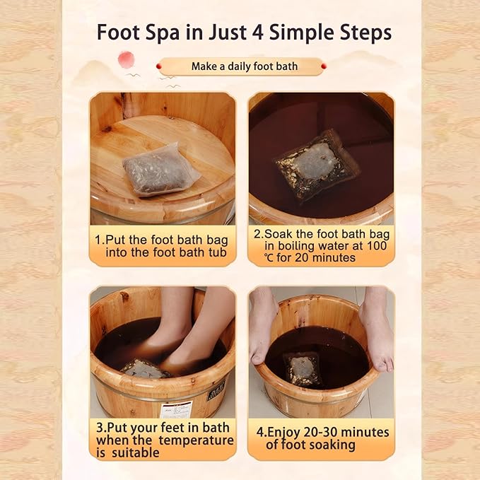 30 Pack Natural Plant Blend Detox Foot Soak Spa with Ginger - 900g Natural Chinese Herbs Foot Care and Foot Detox Soak for Home Wellness Routine 同仁堂艾草泡脚药包足浴包 (32 Ounce, 16 flavors)