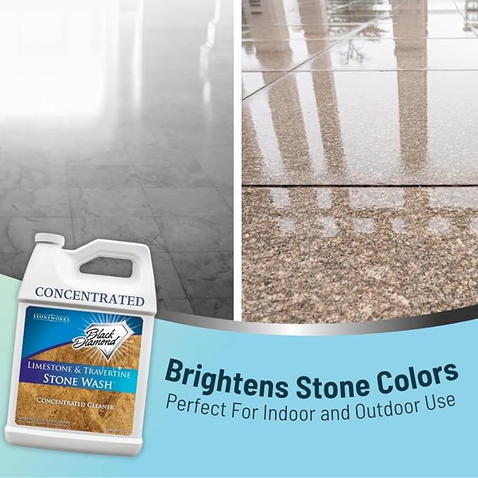 Black Diamond Stoneworks Limestone and Travertine Floor Cleaner: Natural Stone, Marble, Slate, honed or tumbled. 4-Gallon concentrate Ph Neutral