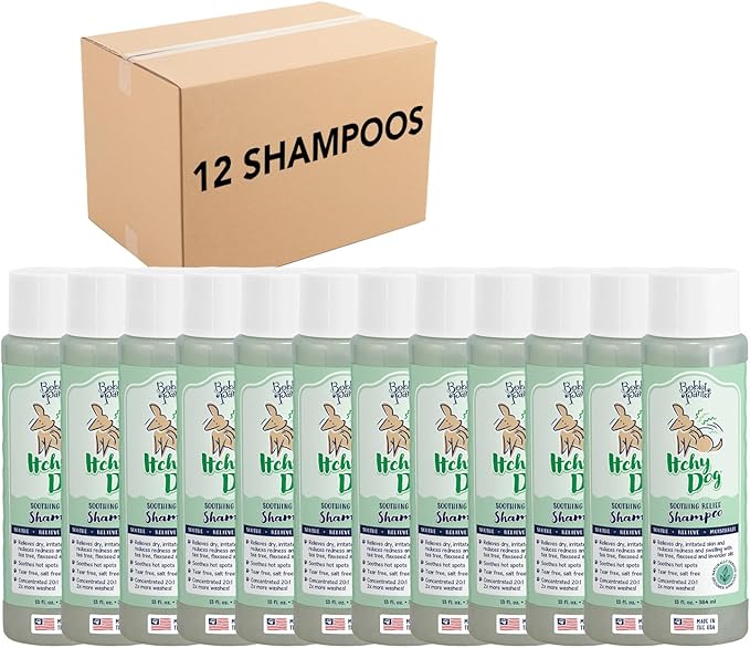 Bobbi Panter Dog Shampoo - Made in USA - All Natural Formula for Itch Relief & Soothing Skins, Concentrated 16:1 for Professional Groomers - Green Apple Scent, 13 Oz (Case of 12)