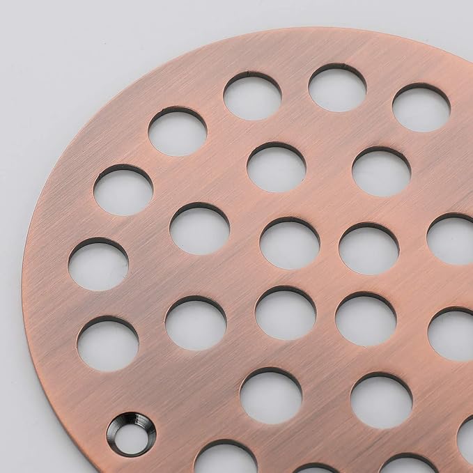 4-Inch Screw-in Shower Strainer Drain Cover Replacement Floor Strainer (Antique Copper)